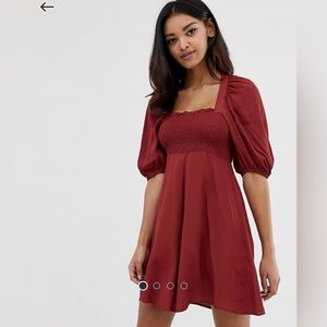 ASOS DESIGN mini skater dress with puff sleeves